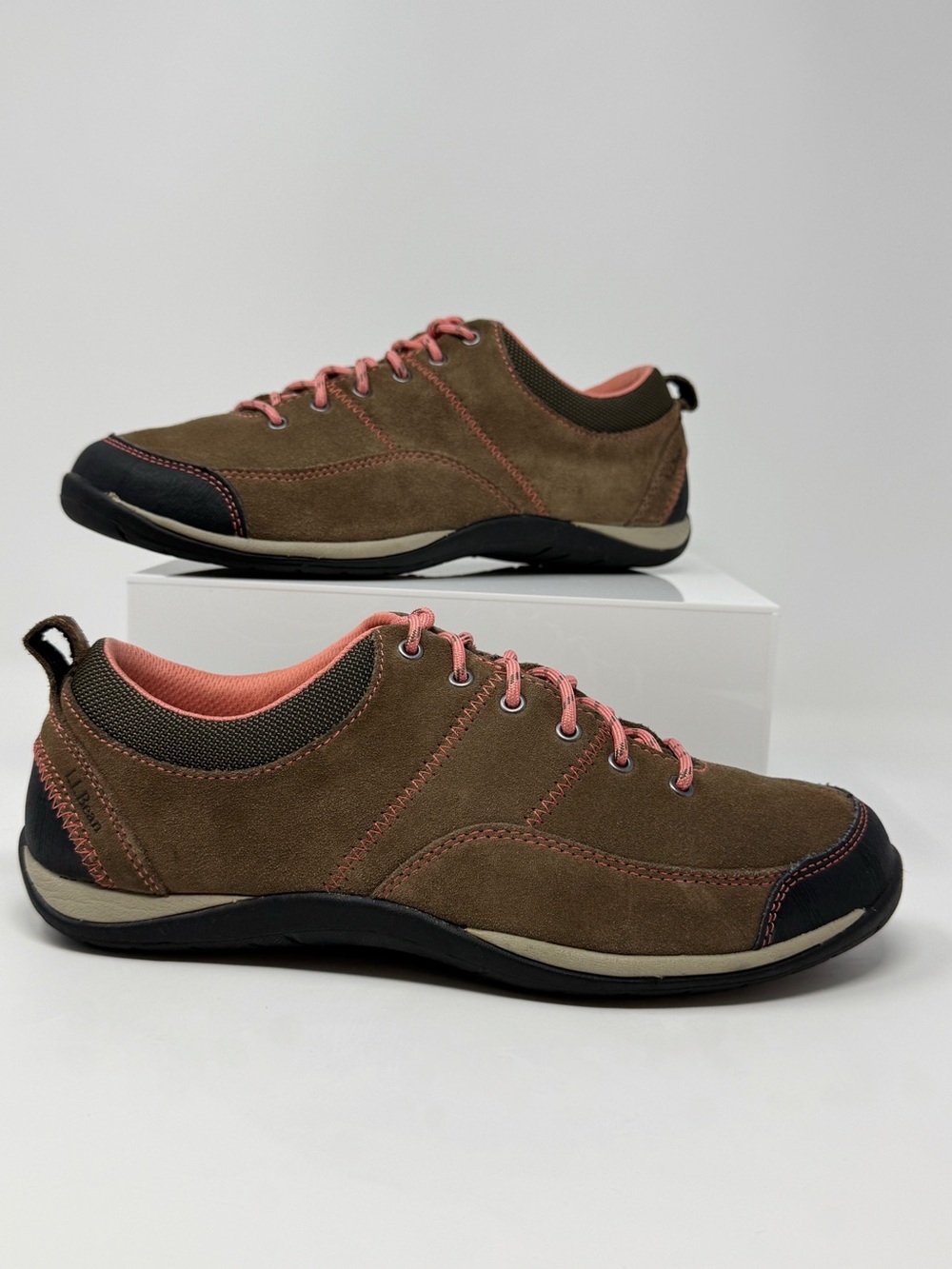 L.L.Bean Beansport Feldspar Suede Walking Shoes Brown Pink Comfort Sneakers